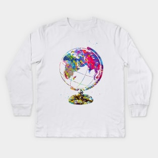 Vintage Globe Earth Kids Long Sleeve T-Shirt